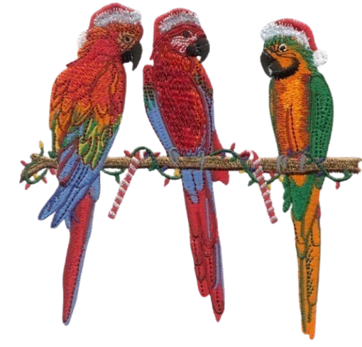 Christmas Parrots Embroidered Design